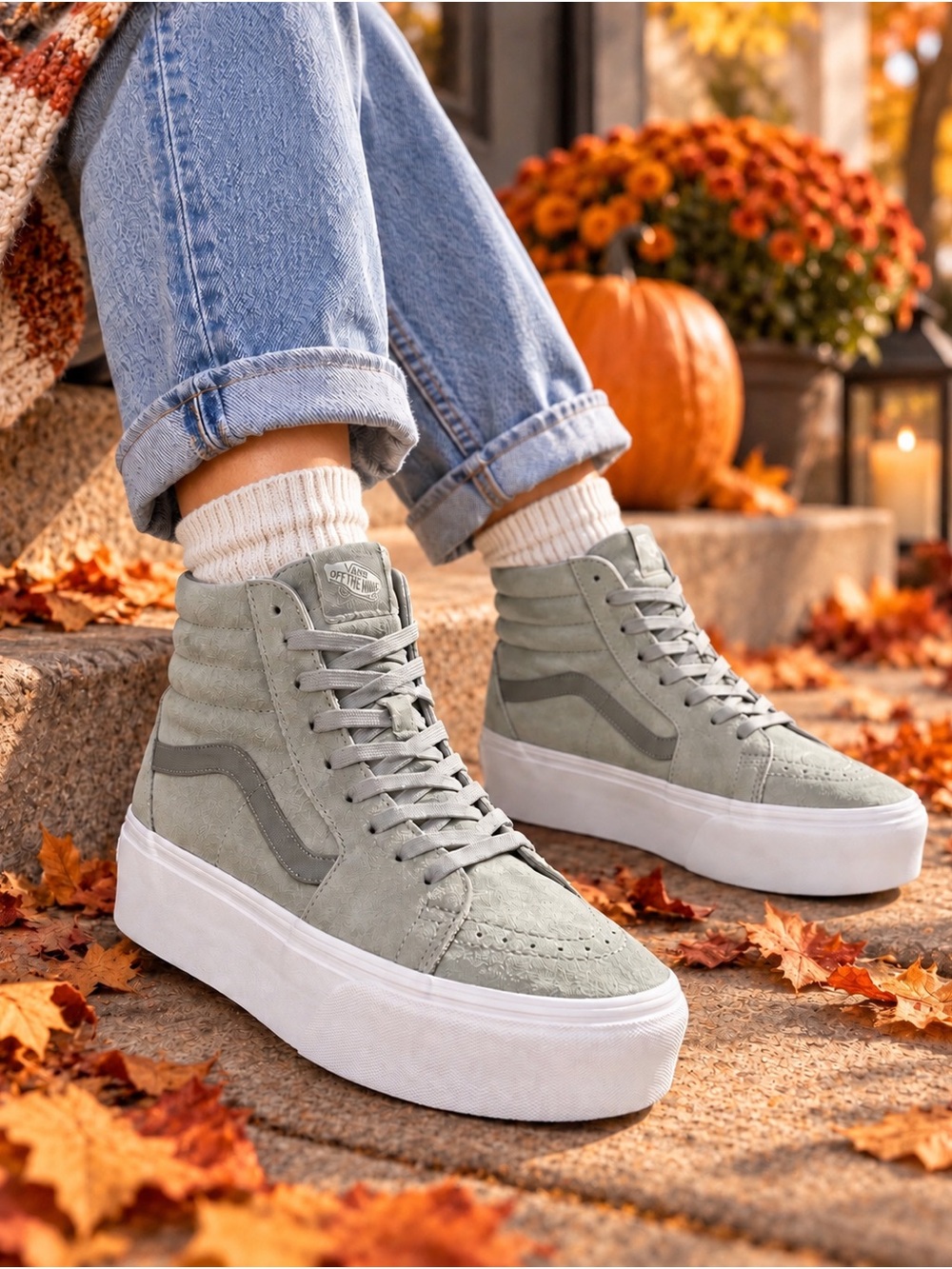 Vans Women’s Sk8-Hi Platform Suede Sneakers 7 - Sage Green